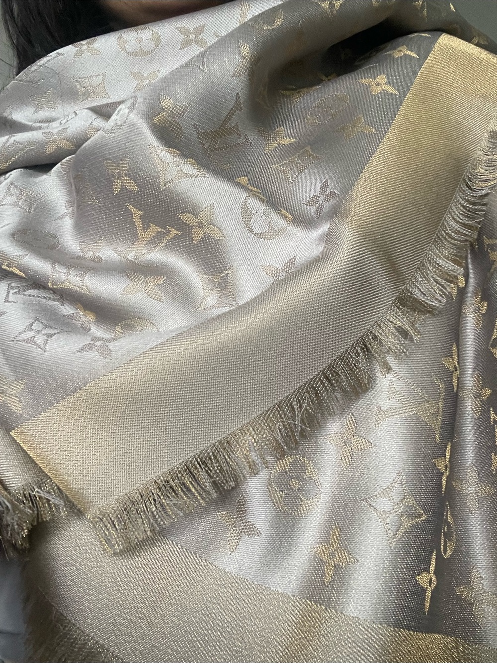 Louis Vuitton Champagne and Gold Monogram Jacquard Throw